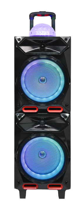MPD6207B MaxPower 8" X 2 Rechargeable Karaoke Speaker with Disco Ball, LED lights, mic & remote