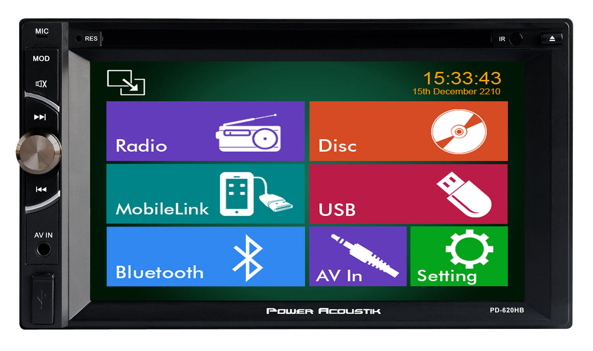OW-PD-620HB Power Acoustik Double Din Multimedia System with 6.2 inch Touchscreen