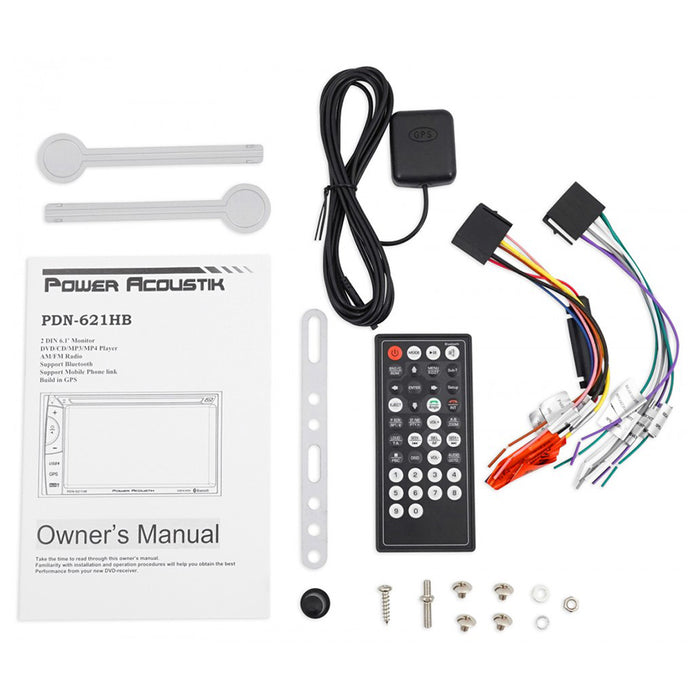 OW-PDN-621HB Power Acoustik 6.2 inch Double DIN DVD CD with Bluetooth and GPS