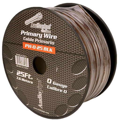 PW025BLACK Audiopipe 25' 0 Gauge Black Power Wire