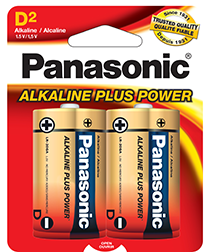 AM1BP2 Panasonic Alkaline Plus D Cell Alkaline Battery 2-Pack