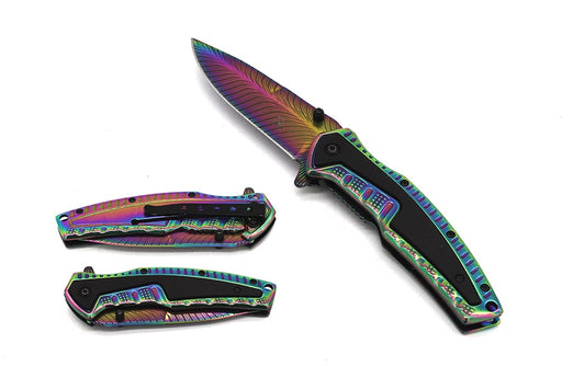SG-KS3303RB 3 3/4in Damascus Blade Folding Rainbow