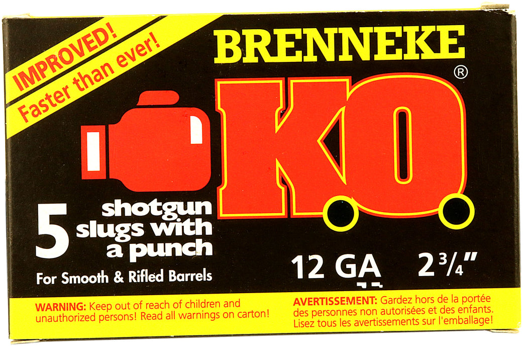 SL-122KO Brenneke K.O. Improved Foster Type Slug, 12 Gauge, 2-3⁄4 inch Shotgun Shells – Box of 5