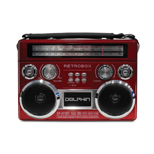 SP-411BT RED RetroBox Portable Bluetooth Radio USB FM/AM