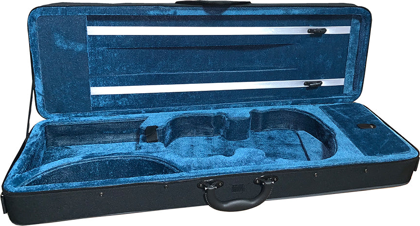 V44CASE-OBLBLK Oblong Violin Case Black - Blue Interior