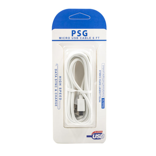 V8-2A PSG Micro USB 6 Foot Auto or Home Charge and Sync Cable