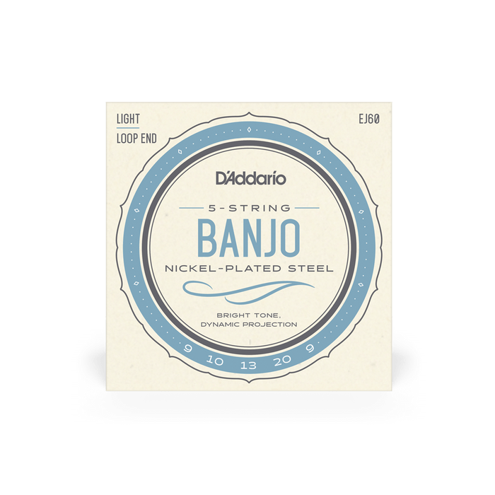 EJ60 D'Addario Banjo Strings, Nickel Plated Steel Wound, Lite 9-20