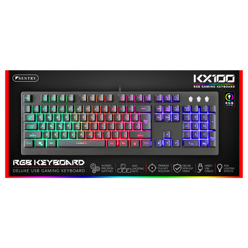 KX100 Sentry RGB LED Deluxe USB Gaming Keyboard