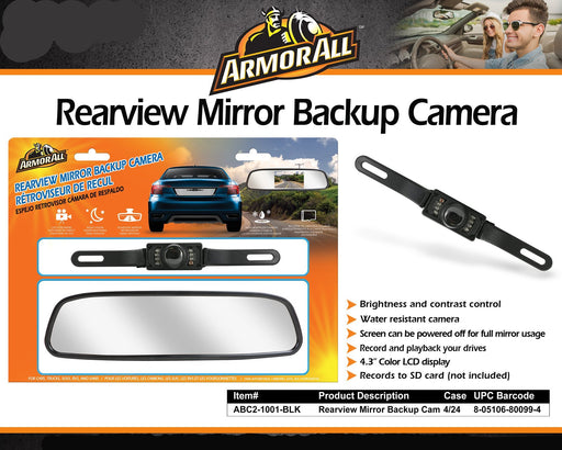 XT-ABC21001BLK ARMOR ALL Rearview Mirror Backup Cam